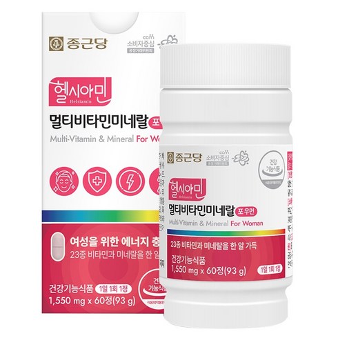 종근당 헬시아민 멀티비타민 미네랄 포우먼 93g, 60정, 1개