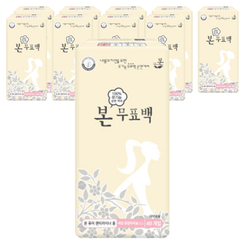 유기농본 유기농 순면 커버 팬티라이너, 10개, 40매입, 롱