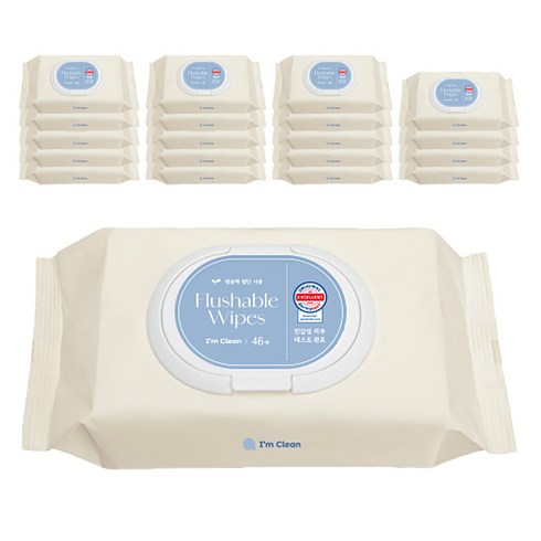 아임클린 저자극 비데 물티슈 캡형, 50g, 46매, 20개