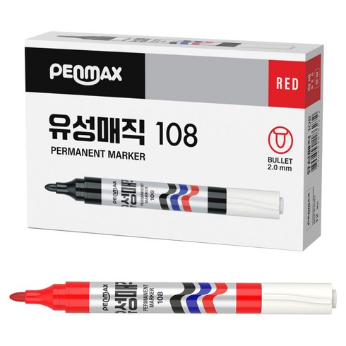 펜맥스 유성매직 108, 적색, 12개