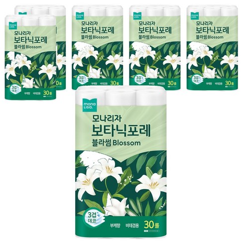 모나리자 보타닉포레 블라썸 3겹 고급롤화장지, 27m, 30개입, 6개