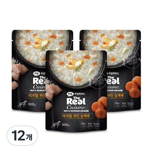 하림펫푸드 강아지 더리얼 퀴진 습식사료, 닭, 100g, 12개