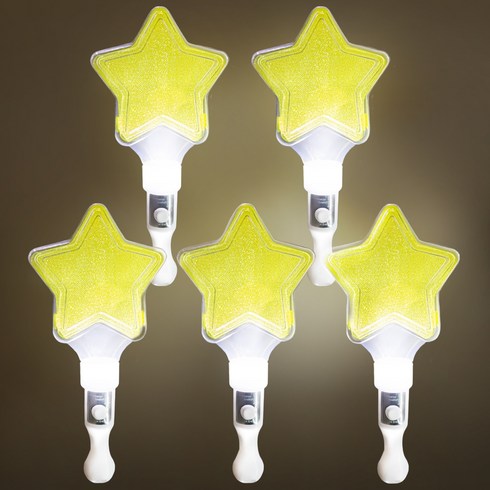 비에이비오 LED 큐티 응원 별 야광봉, 옐로우, 5개
