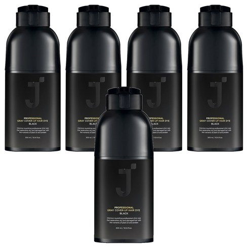 제이숲 프로페셔널 커버업 새치 염색제 300ml, 블랙, 5개