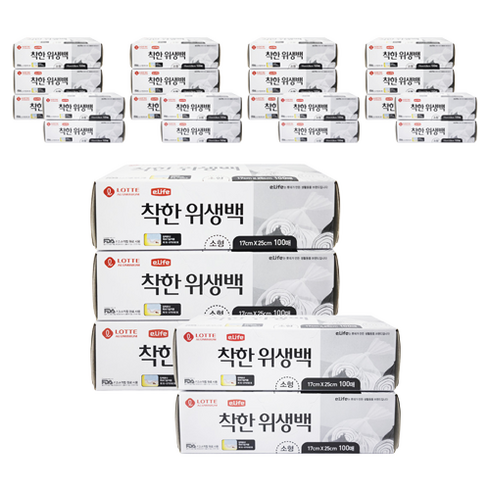 롯데이라이프 착한 위생백 소형 17 x 25 cm, 소(S), 100개입, 25개