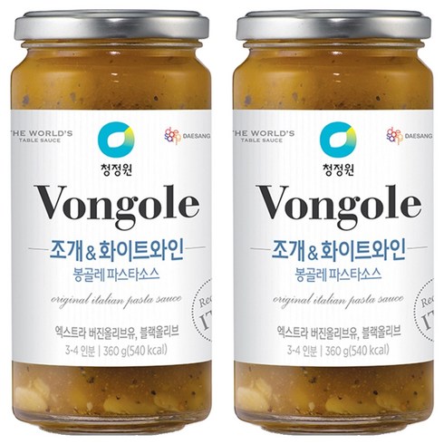 청정원 조개 앤 화이트와인 봉골레 파스타 소스, 360g, 2개