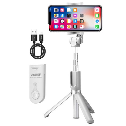 셀루미 SEL-BT400 셀카봉 삼각대, 크림 화이트, 1개