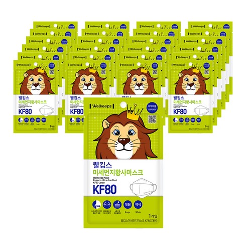웰킵스 미세먼지황사마스크 대형 KF80, 1개입, 25개, 백색