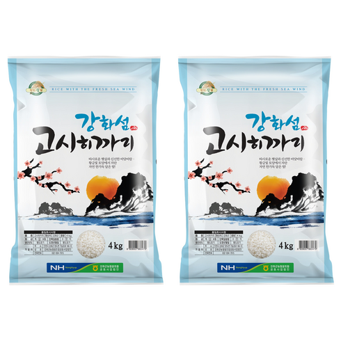 강화군농협 강화섬쌀 2026년산 햅쌀 고시히카리 백미 상등급, 4kg, 2개