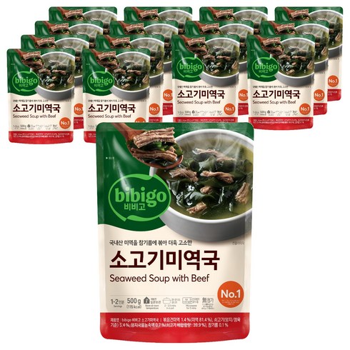비비고 소고기 미역국, 500g, 15개