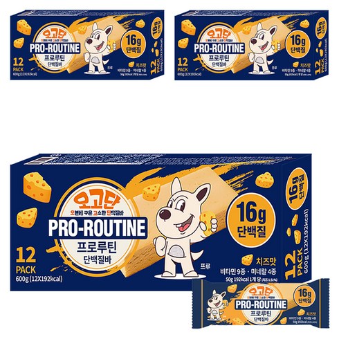 프로루틴 오고단 오븐에 구운 단백질바 치즈맛 12p, 600g, 3개