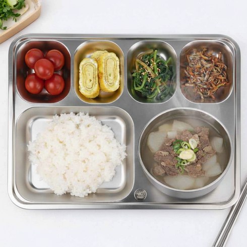 세신유앤씨 4찬 식판, 실버, 1개