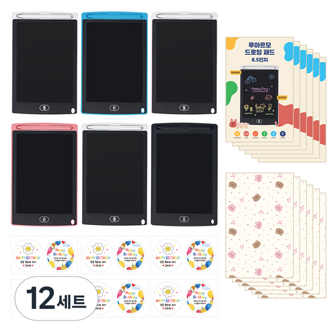 루아르모 유치원 어린이집 생일 선물 답례품 구디백 LCD 유아 드로잉패드, 12세트, 랜덤발송