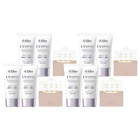 달바 워터풀 톤업 선크림 퍼플 SPF50+ PA++++ 50ml x 2p + 세럼 클렌저 3ml x 3p 세트, 4개