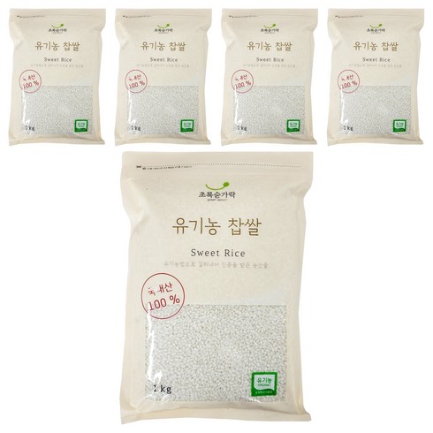 초록숟가락 유기농 찹쌀, 1kg, 5개