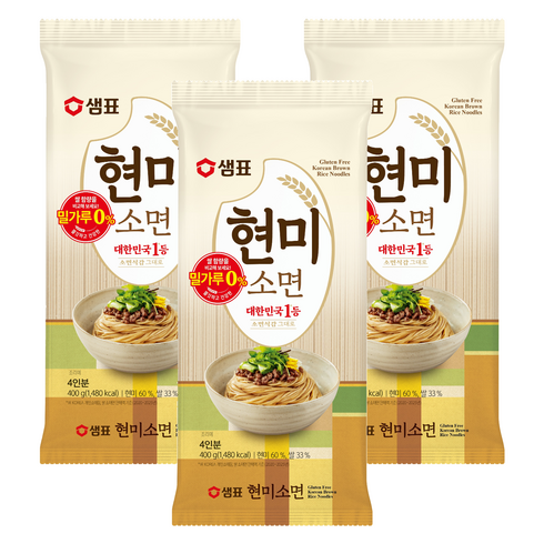 샘표국시 현미소면, 400g, 3개