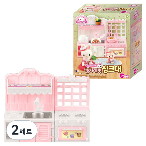 원앤원 콩지래빗 싱크대 가구 세트, 혼합색상, 2세트