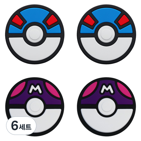 스페이스쉴드 닌텐도 스위치 2 조이콘 호환 레츠고 실리콘 스틱캡 2종 x 2p 세트, 퍼플믹스, 블루믹스, 6세트