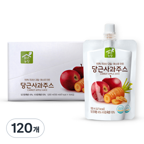 맑은농장 당근사과주스, 100ml, 120개