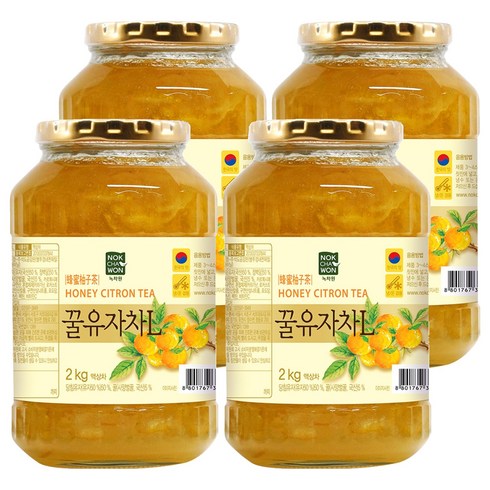녹차원 꿀유자차L, 4개, 2kg, 1개입