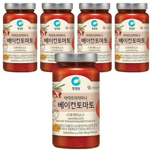 청정원 아마트리치아나 베이컨 토마토 스파게티소스, 600g, 5개