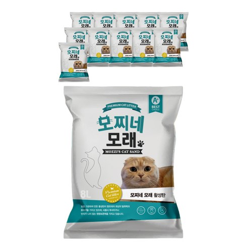 모찌네 응고형 고양이 모래, 8L, 12개, 활성탄