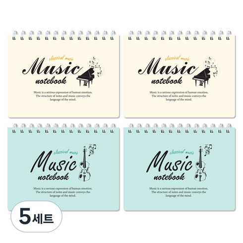미소로 2500 음악 레슨 노트 2494 2종 x 2p 세트, 옐로우, 민트, 5세트