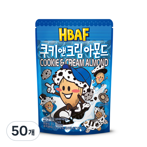 바프 쿠키 앤 크림 아몬드, 120g, 50개
