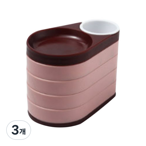 라베 회전 보석 수납함, 3개, 핑크