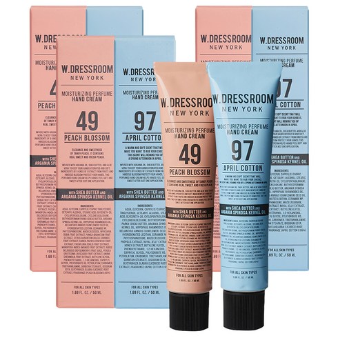 더블유드레스룸 퍼퓸 핸드크림 50ml 세트 49 피치블러썸 + 97 에이프릴코튼, 3개