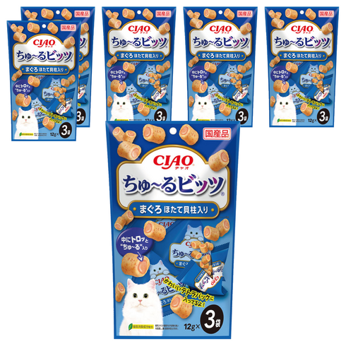 챠오츄르 고양이 츄르비츠 짜먹는 간식 CS-172 3p, 혼합맛(참치/가리비관자), 36g, 6개