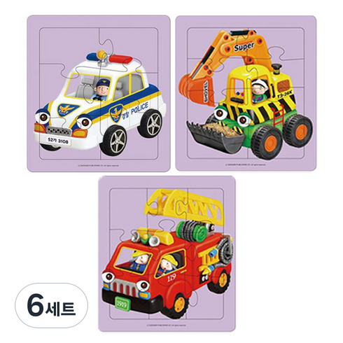 새샘 내아이탈것 퍼즐 3종 세트 랜덤발송, 6세트