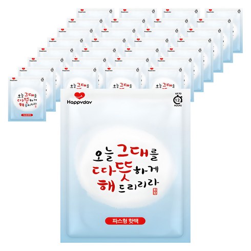 해피데이 파스형 오늘 그대를 따뜻하게 해드리리라 핫팩 50g, 160개