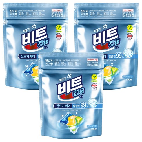 비트 때가 쏙 캡슐세제 일반 드럼 겸용, 42개입, 3개