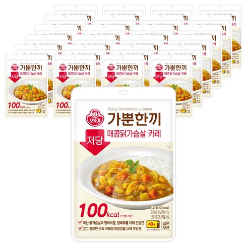 오뚜기 가뿐한끼 저당 매콤닭가슴살 카레, 130g, 25개