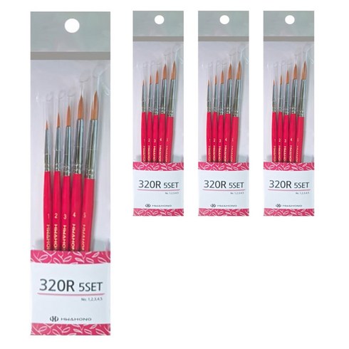 화홍 320 R 세트 5종 다용도 세필붓, 4세트, 1호, 2호, 3호, 4호, 5호