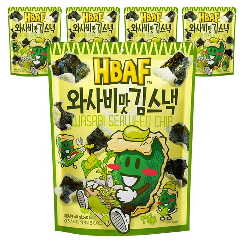 바프 와사비맛 김스낵, 40g, 5개