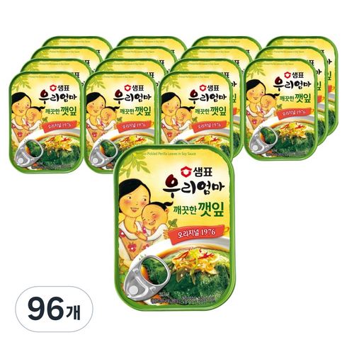샘표 우리엄마 깻잎 깨끗한맛, 70g, 96개