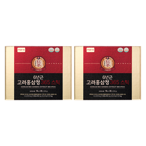 정원삼 6년근 고려홍삼정 365 스틱 선물세트 + 쇼핑백, 300g, 2개