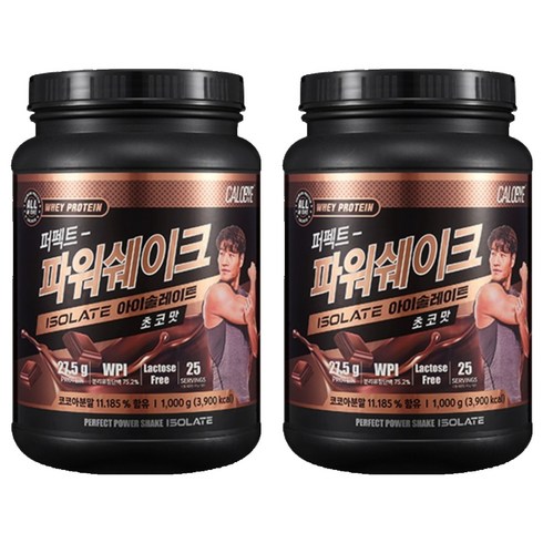 칼로바이 퍼펙트 파워쉐이크 아이솔레이트 WPI 프로틴 파우더 초코맛, 1kg, 2개
