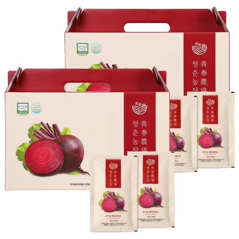 청춘농장 유기농 레드비트즙, 2.4L, 2개