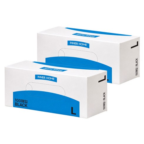 이너홈 니트릴장갑 100p, 블랙, L, 2개