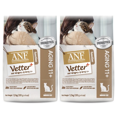 ANF 베터플러스 캣 기능성 사료 에이징 11+, 시니어, 1.2kg, 2개