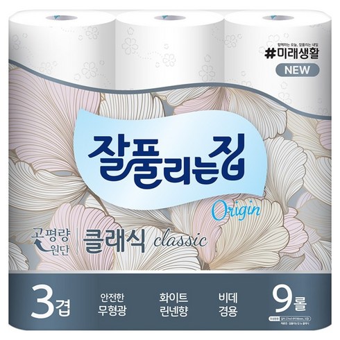 잘풀리는집 뉴 클래식 화장지, 27m, 9개입, 1개