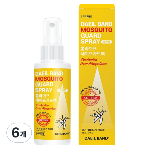 대일밴드 세이프가드 휴대용 모기기피제 쿨링 스프레이 레몬향, 80ml, 6개