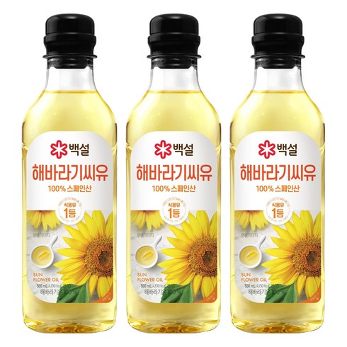 백설 해바라기씨유, 500ml, 3개