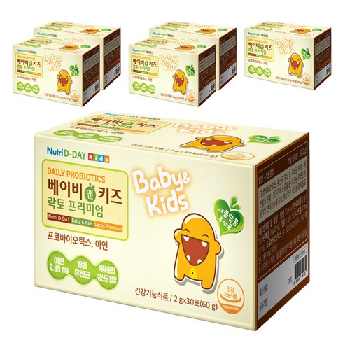 뉴트리디데이 베이비앤키즈 락토프리미엄 유산균, 60g, 6개