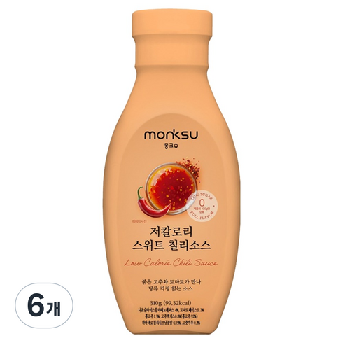 몽크슈 저당 저칼로리 스위트 칠리소스, 310g, 6개