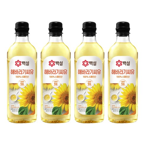 백설 해바라기유, 900ml, 4개