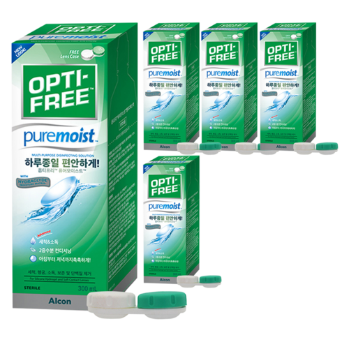 옵티프리 퓨어모이스트 렌즈세정액 + 렌즈케이스, 300ml, 5개